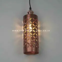 Lampu tabung tembaga motif batik kawung